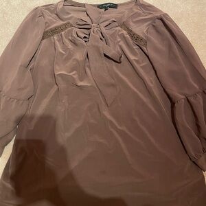 Alfani Women's Brown Blouse with Bow Detail